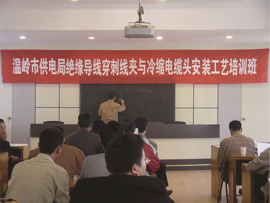 2007受邀给温岭市等供电局培训绝缘导线穿刺线夹与冷缩电缆头安装工艺